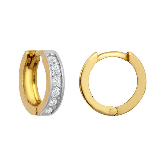 9ct Yellow Single Row Cubic Zirconia Huggie Earrings – Imperial Time
