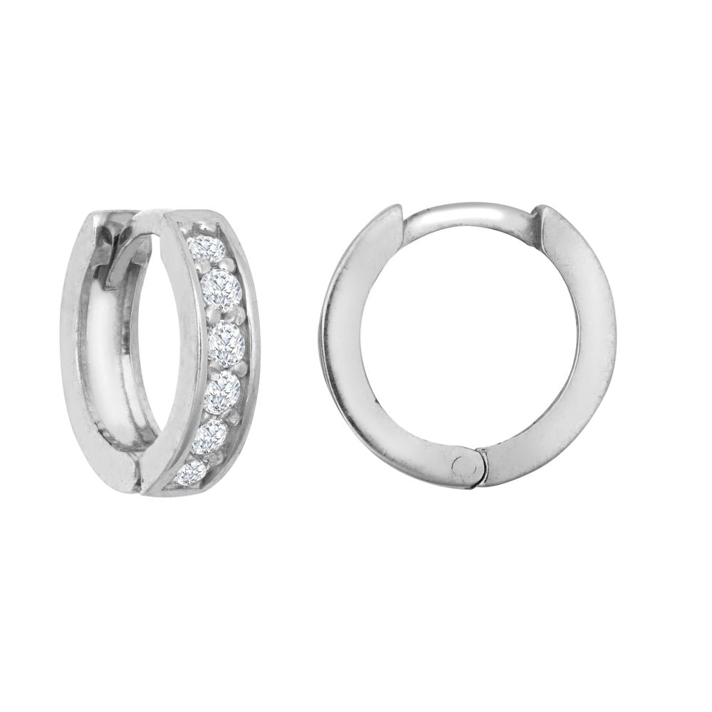 9ct White Single Row Cubic Zirconia Huggie Earrings – Imperial Time