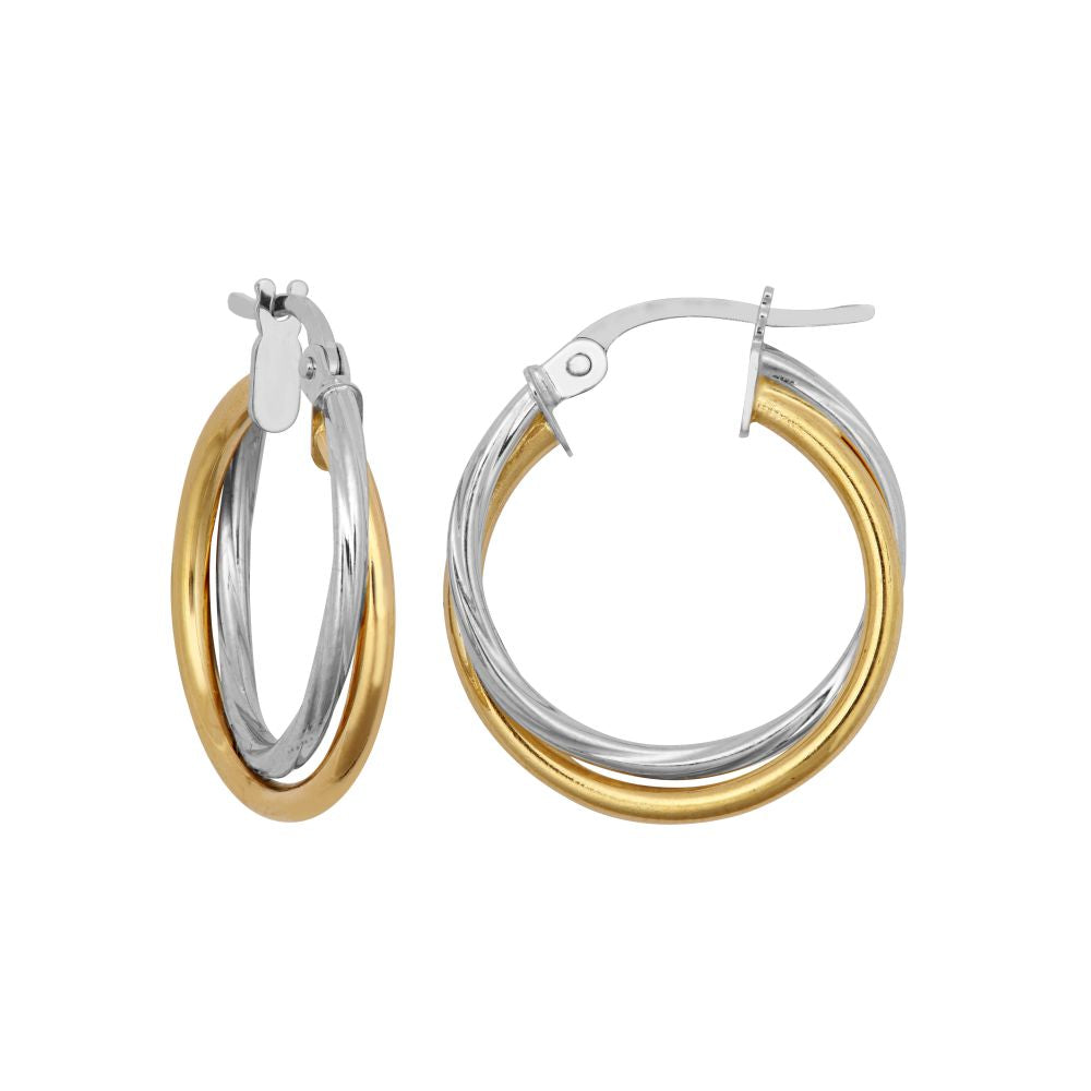 9ct Yellow & White Double Hoop Earrings – Imperial Time