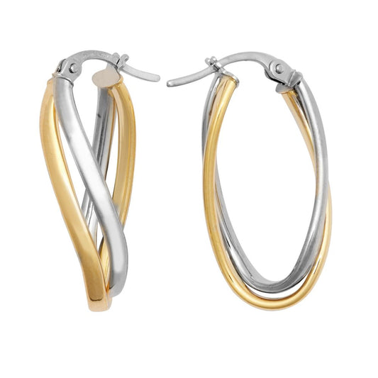9ct Yellow & White Double Oval Hoop Earrings – Imperial Time