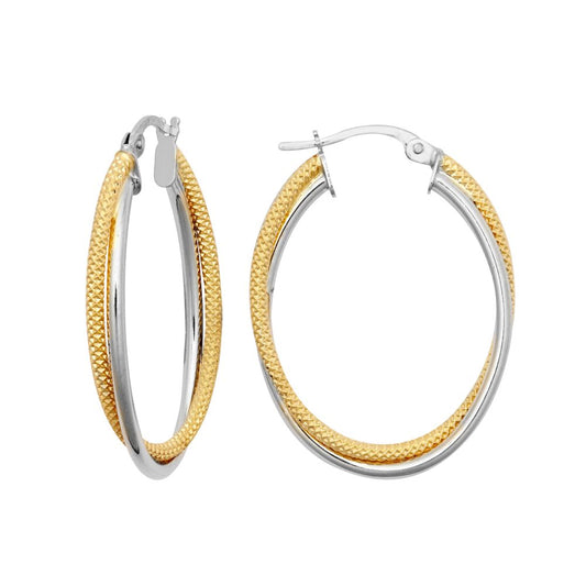 9ct Yellow & White Double Oval Hoop Earrings – Imperial Time