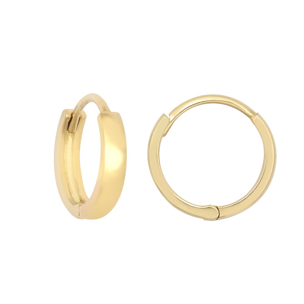 9ct Yellow Gold Plain 10mm Huggie Earrings – product view
