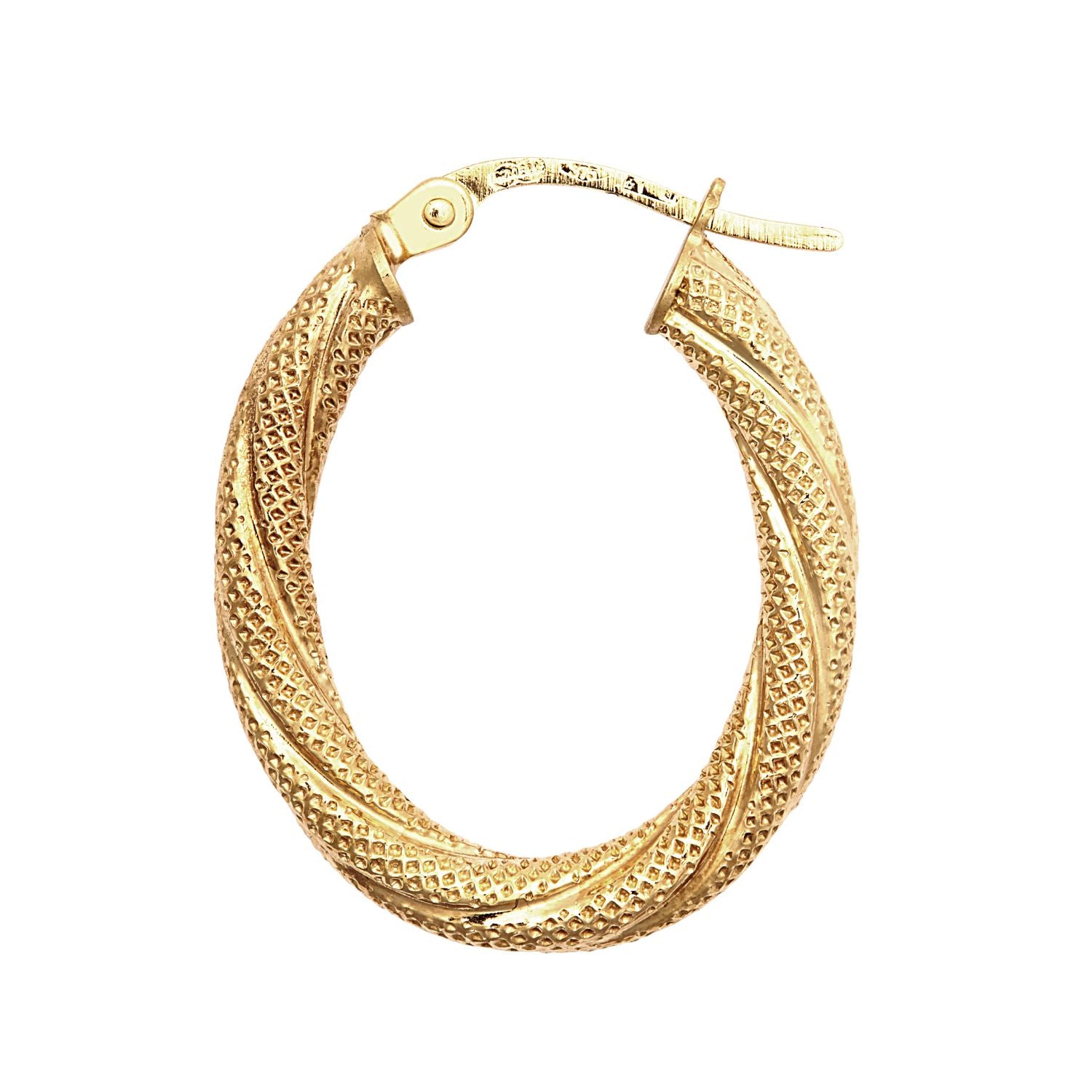 9ct Yellow 3mm Frosted Oval Shaped Hoop Earrings – Imperial Time