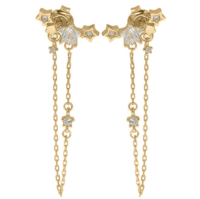 9ct Yellow Gold Cubic Zirconia Set Drop Chain Earrings – Imperial Time