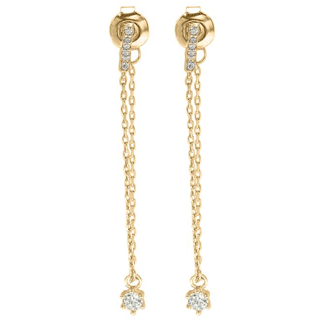 9ct Yellow Gold Cubic Zirconia Set Drop Chain Earrings – Imperial Time
