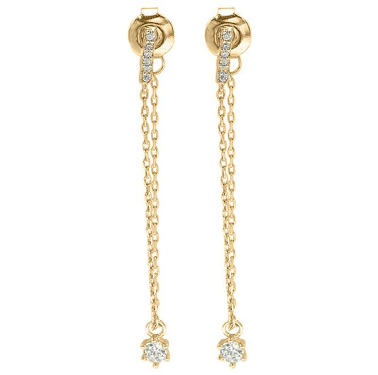 9ct Yellow Gold Cubic Zirconia Set Drop Chain Earrings – Imperial Time