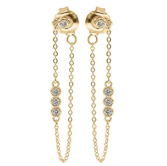 9ct Yellow Gold Cubic Zirconia Set Drop Chain Earrings – Imperial Time