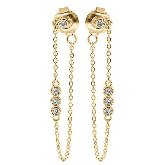9ct Yellow Gold Cubic Zirconia Set Drop Chain Earrings – Imperial Time