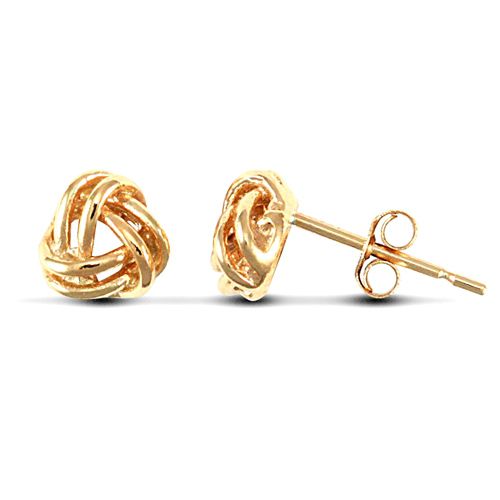 solid 9ct yellow gold hand finished double row knot design Stud Earrings – Imperial Time