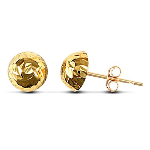 9ct yellow gold Diamond Cut half ball Stud Earrings – Imperial Time