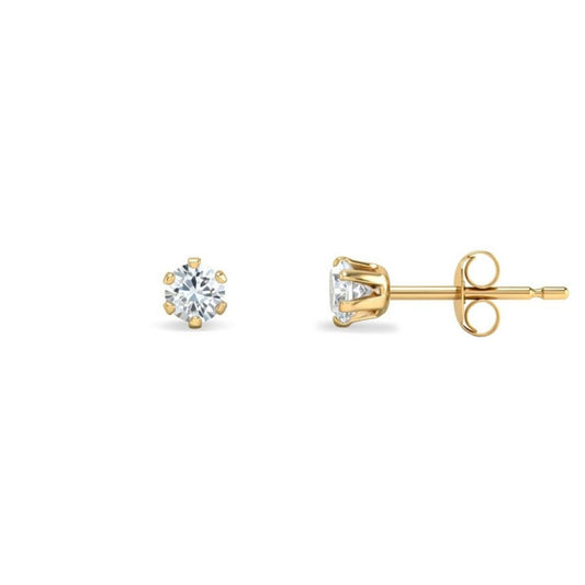 9ct yellow gold Stud Earrings claw-set with a 3mm solitaire cubic zirconia stone. – Imperial Time