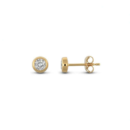 9ct yellow gold round stud earrings rub-over set with a solitaire cubic zirconia stone. – Imperial Time
