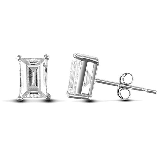 solid 9ct yellow gold hand finished stud earrings claw-set with a rectangular-cut cubic zirconia stone. – Imperial Time