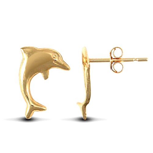 9ct yellow gold polished smiling dolphin Stud Earrings – Imperial Time