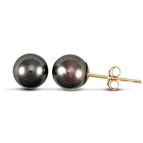 6mm premium quality black cultured pearl Stud Earrings with a 9ct yellow gold post and butterfly fitting. – Imperial Time