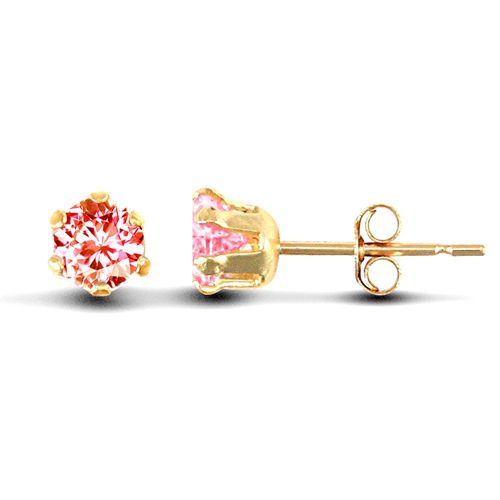 9ct yellow gold Stud Earrings claw-set with a 3mm solitaire pink cubic zirconia stone. – Imperial Time