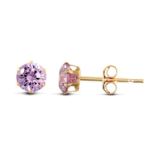 9ct yellow gold Stud Earrings claw-set with a 3mm solitaire light blue cubic zirconia stone. – Imperial Time
