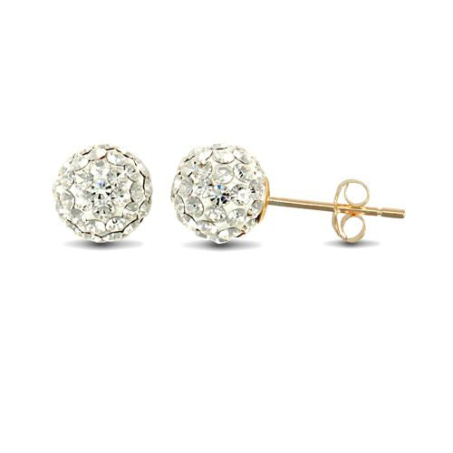 9ct yellow gold clear sparkling crystal set ball Stud Earrings – Imperial Time