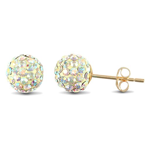 9ct yellow gold Multi coloured sparkling crystal set 8mm ball Stud Earrings – Imperial Time
