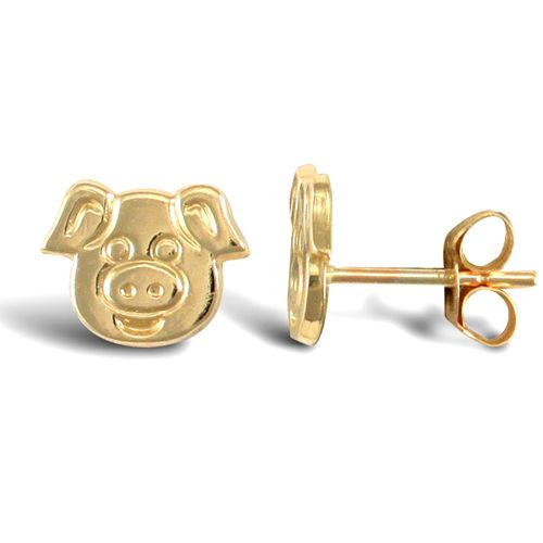 9ct Yellow Pig Head Stud Earrings – Imperial Time