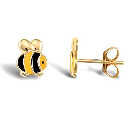 9ct Yellow Enamelled Bee Stud Earrings – Imperial Time