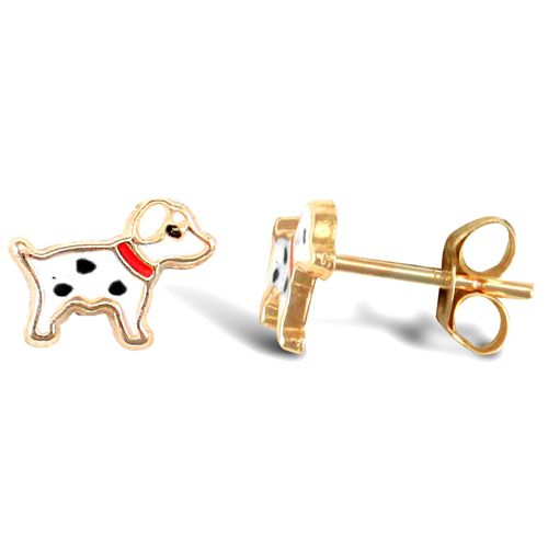 9ct Yellow Enamelled Dog Stud Earrings – Imperial Time
