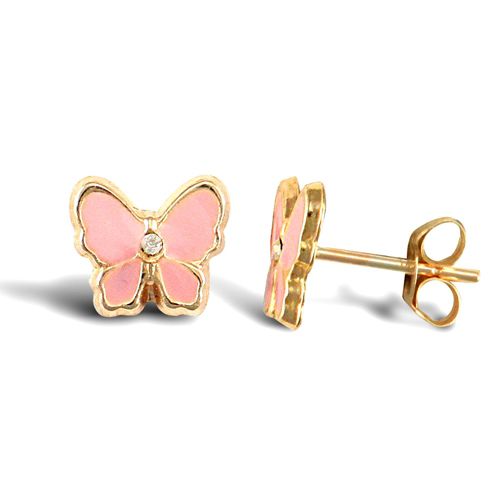 9ct Yellow Enamelled Butterfly Stud Earrings – Imperial Time