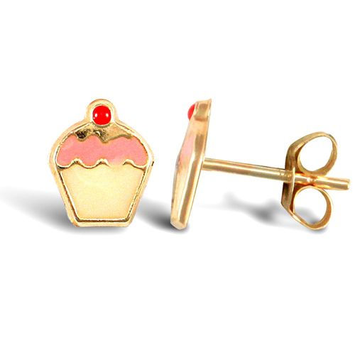9ct Yellow Enamelled Cupcake Stud Earrings – Imperial Time