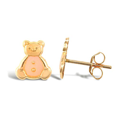 9ct yellow gold teddy bear stud earrings with an enamelled design – Imperial Time