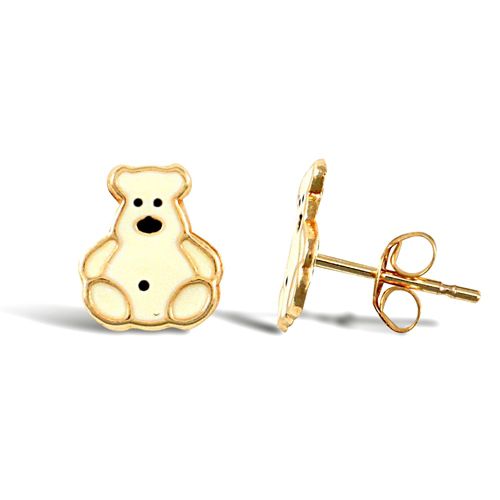 9ct yellow gold polar bear stud earrings with an enamelled design – Imperial Time