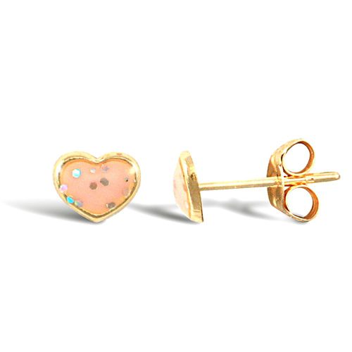 9ct yellow gold heart stud earrings with an enamelled design – Imperial Time