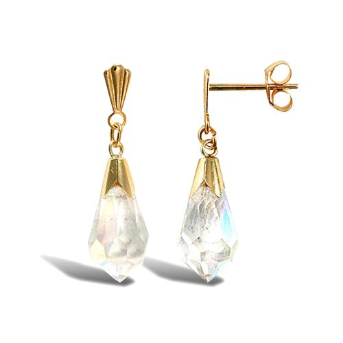 9ct yellow gold drop stud Aurora Borealis tear drop earrings – Imperial Time