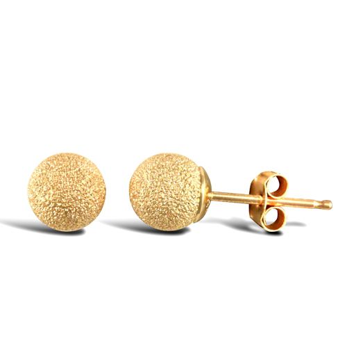9ct yellow gold frosted 5mm ball stud earrings – Imperial Time