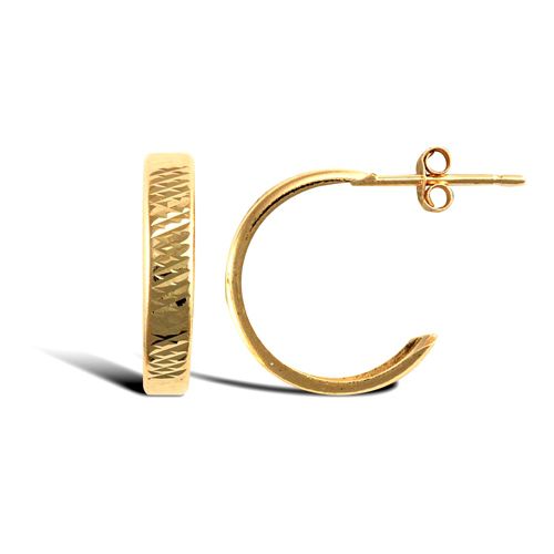 9ct yellow gold Diamond Cut half hoop stud earrings – Imperial Time