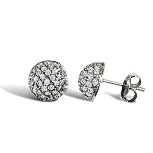 9ct white gold domed stud earrings with cubic zirconia's – Imperial Time