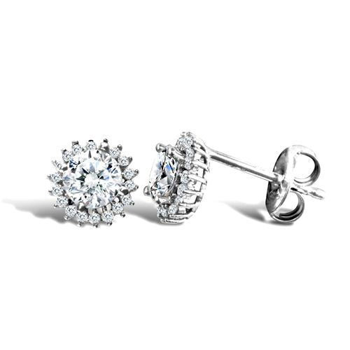 9ct white gold claw set cubic zirconia edged with surrounding claw set Cubic Zirconias Earrings – Imperial Time