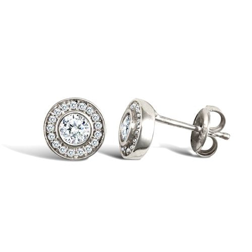 9ct white gold pave set cubic zirconia edged with surrounding pave set Cubic Zirconias Earrings – Imperial Time
