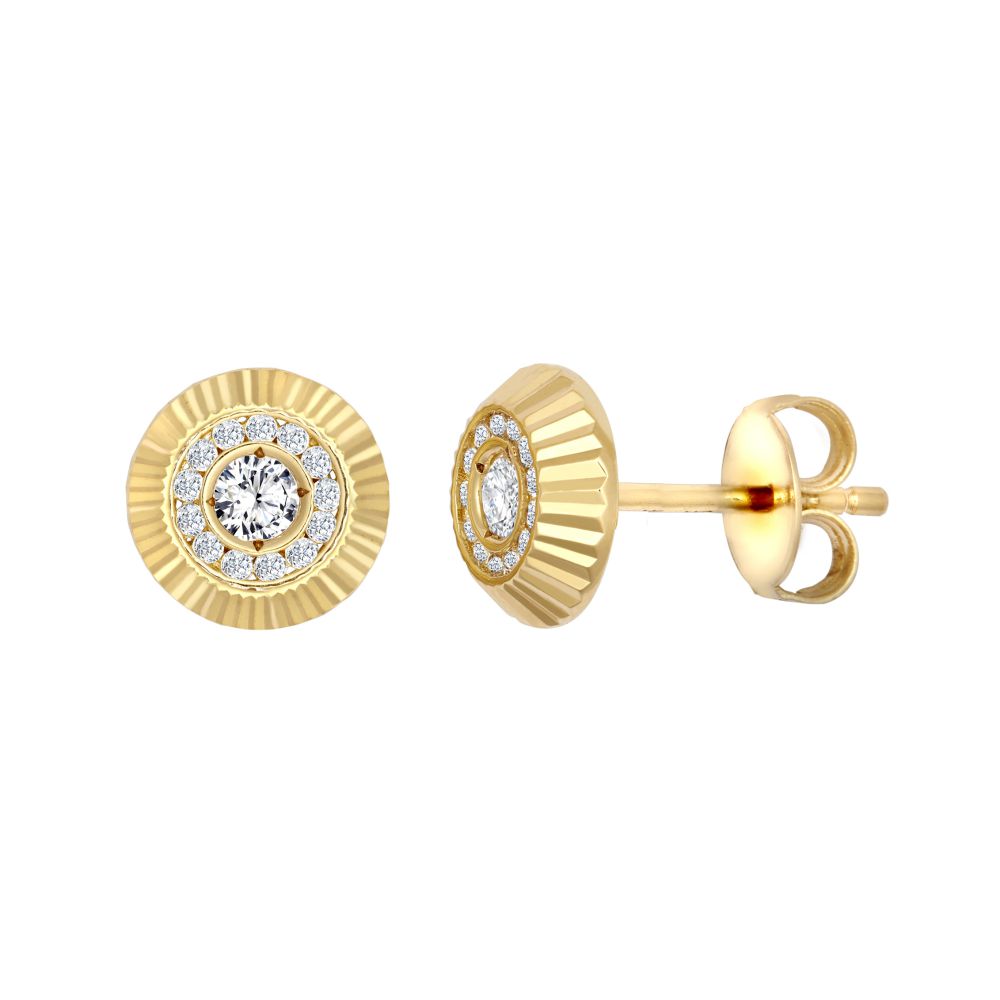 9ct Yellow Gold 8mm Cubic Zirconia Bezel Stud Earrings – Imperial Time