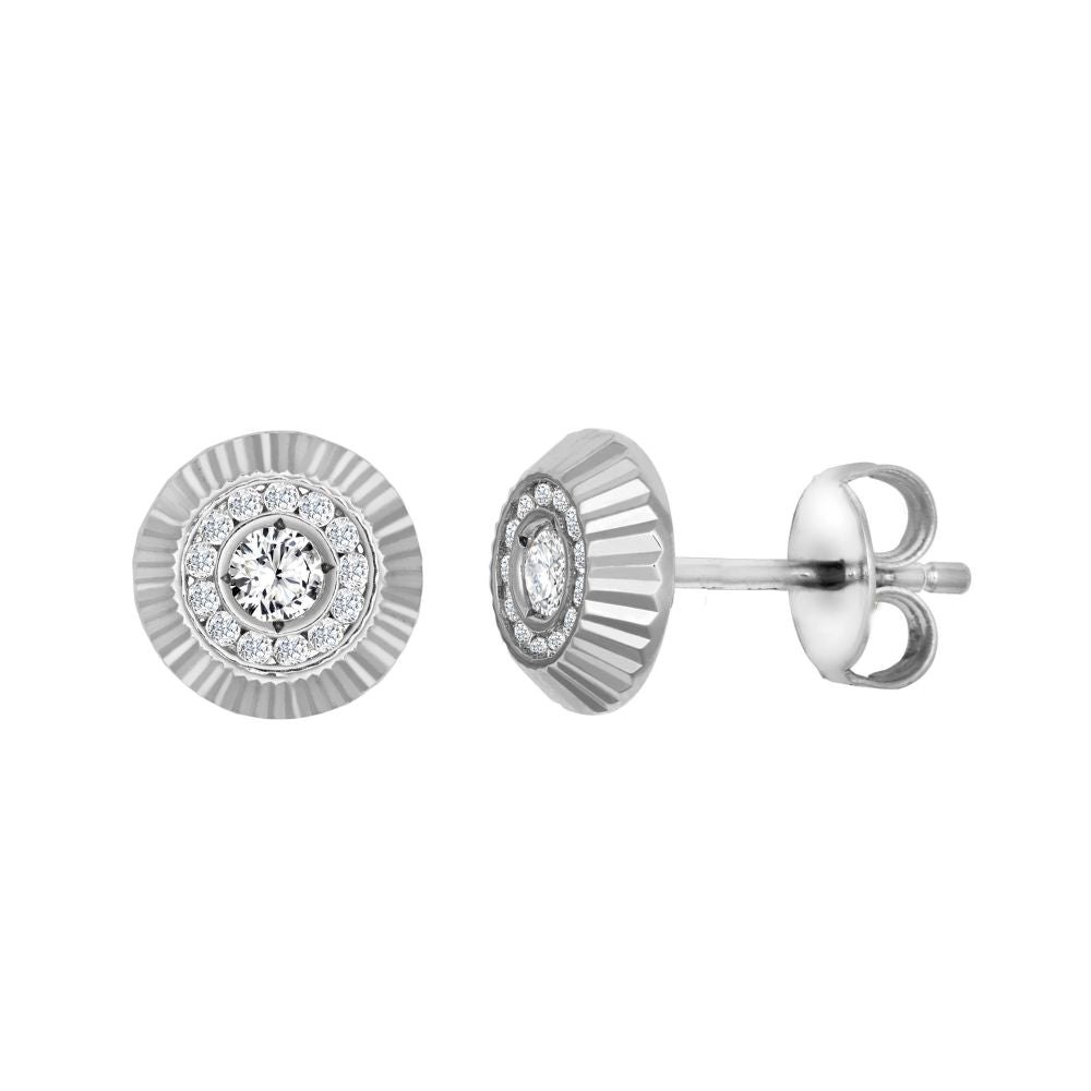 9ct White Gold 8mm Cubic Zirconia Bezel Stud Earrings – Imperial Time