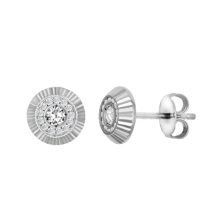 9ct White Gold 8mm Cubic Zirconia Bezel Stud Earrings – Imperial Time