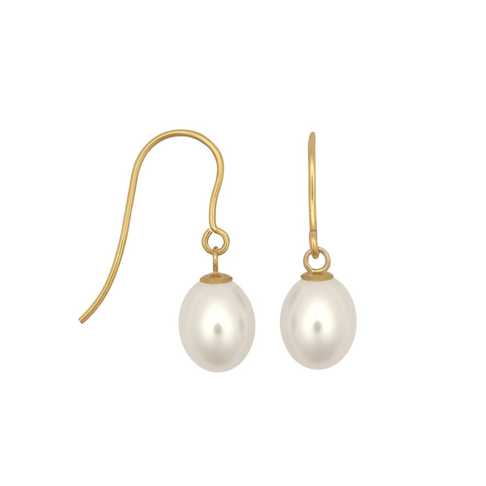 9.5mm premium quality cultured pearl drop Earrings with a 9ct yellow gold Shepherd's Hook fitting. – Imperial Time