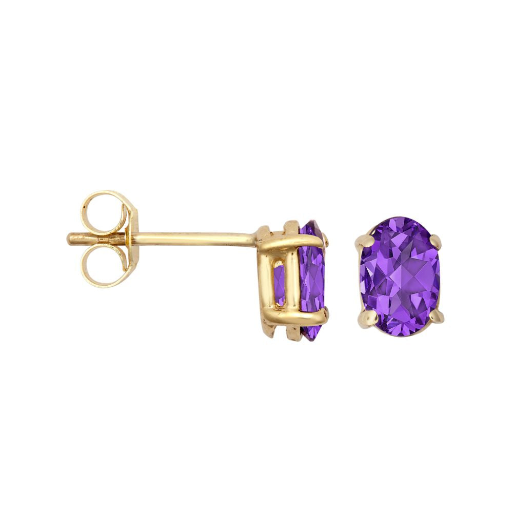 9ct Yellow Gold 6x4 Amethyst Stud Earrings – Imperial Time