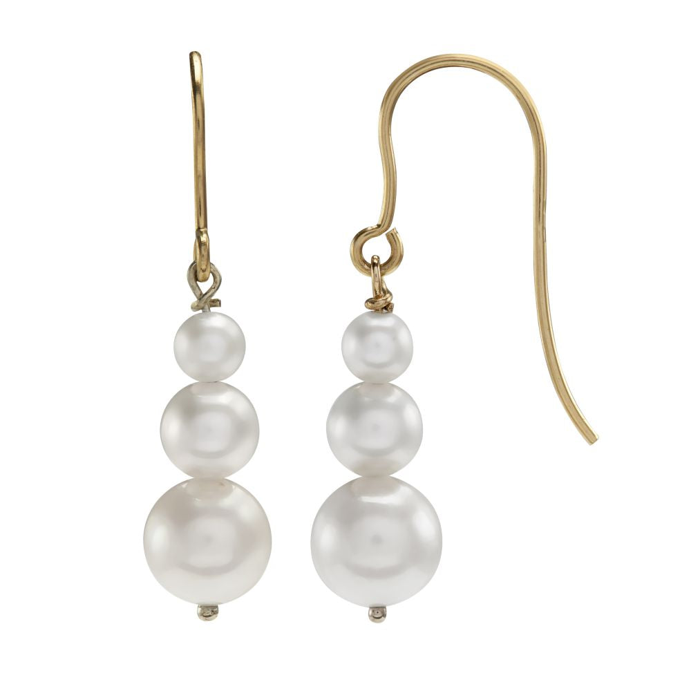 7mm premium quality freshwater pearl trilogy drop Earrings with a 9ct yellow gold Shepherd's Hook fitting. – Imperial Time
