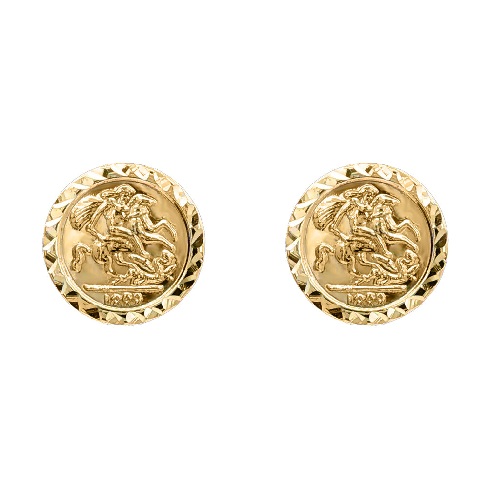 9 Karat Gelbgold 10mm St. Georg und Drachen Ohrstecker