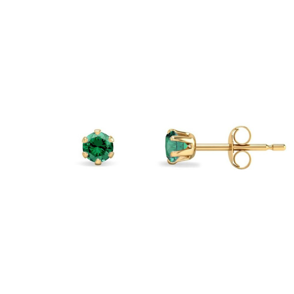 9ct Yellow Gold 3mm Claw-set Green Cubic Zirconia Studs – Imperial Time