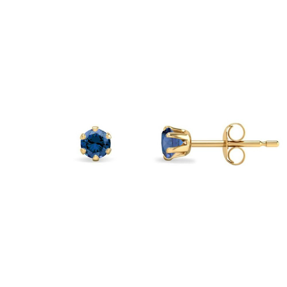 9ct Yellow Gold 3mm Claw-set Blue Cubic Zirconia Studs – Imperial Time