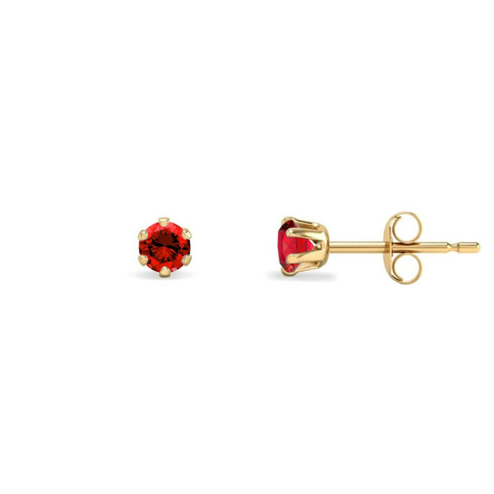 9ct Yellow Gold 3mm Claw-set Red Cubic Zirconia Studs – Imperial Time