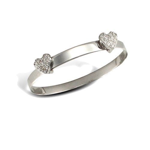 9ct White Gold Childrens / baby Cubic Zirconia Bangle – Imperial Time