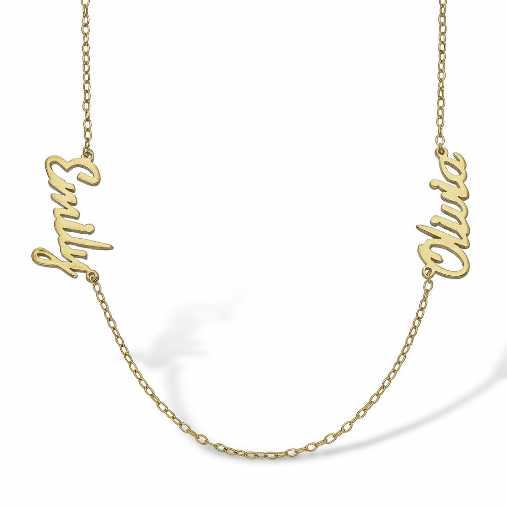 9 Karat Gelbgold Namensschild mit 2 Namen + 40 cm Kette