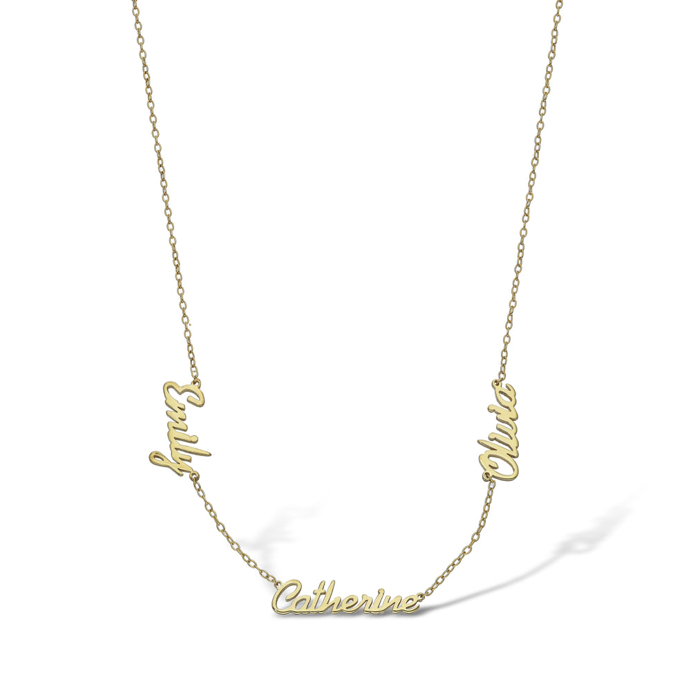 9 Karat Gelbgold-Namenskette mit 3 Namen + 40 cm Kette